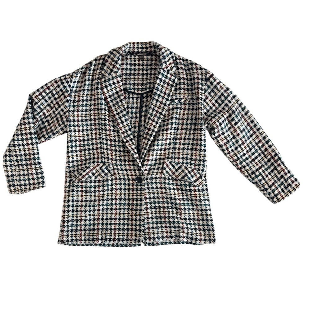 Zara Houndstooth Plaid Blazer Jacket - Medium